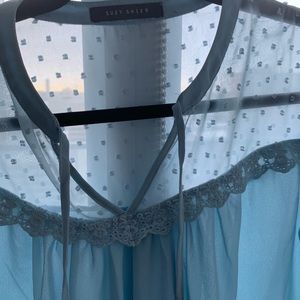 Sheer blue blouse smock neck